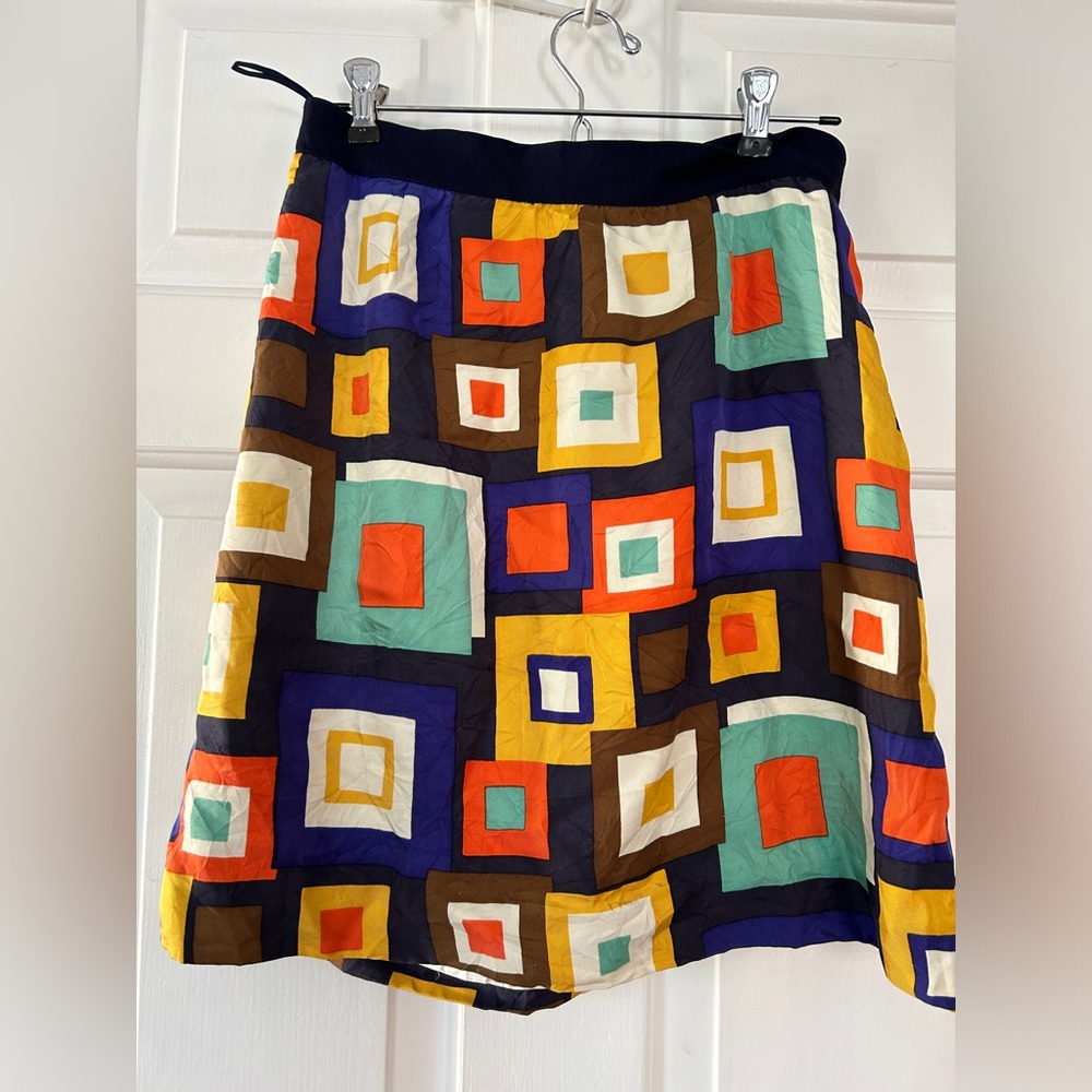 Kate spade geometric silk skirt